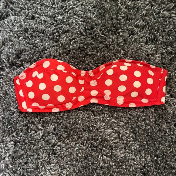 Red/White Polka Dot Bandeau Bikini Top - Women's Size Small - Picture 1 of 5